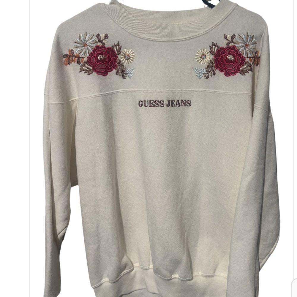 Guess Jeans Sweatshirt Large Flowers Georges Marciano
